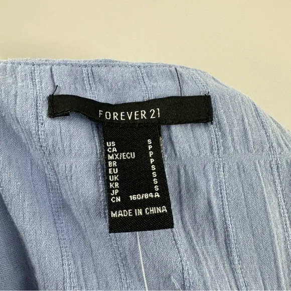 Forever 21 Light Blue Puffed Sleeve Cropped Top - Picture 3 of 5